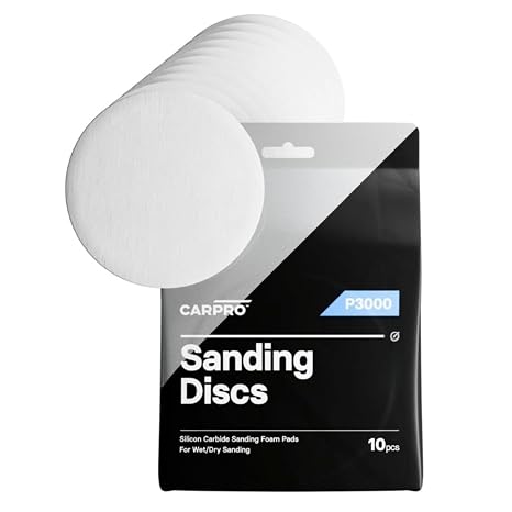 CARPRO Sanding Discs - Silicon Carbide Sanding Foam Pads, Remove Paint Defects While Keeping OEM Appearance, Wet or Dry Sanding - P3000 - (5" Pack of 10)