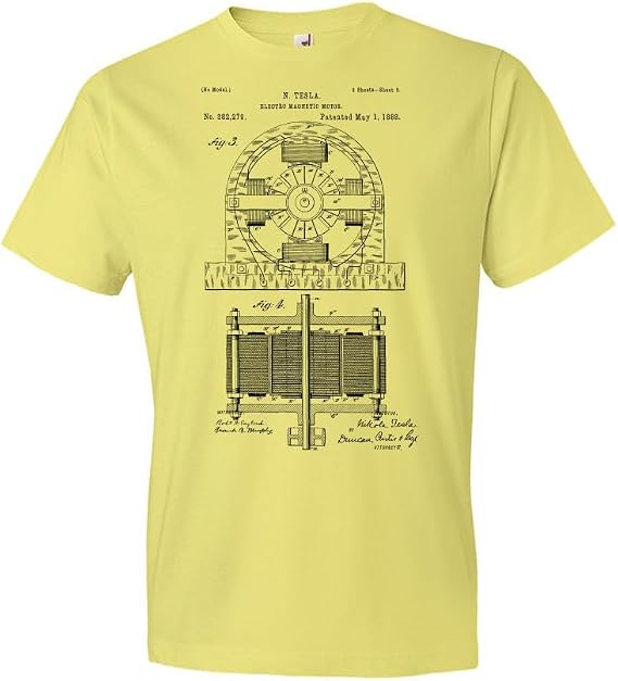 Nikola Tesla Electromagnetic Motor Patent T-Shirt, Nikola Tesla Tee, Technology Gift, Science T Shirt