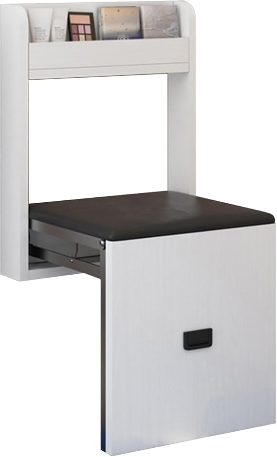 Wall Mounted Folding Chair,7CM Thin Folding Chair Suitable,Shoe Changing Stool,Folding Stool Chair for Entryway,Hidden Wall Stools,Door Shoe Footstool,Wall Stool for Entrance(White)