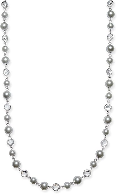Charter Club Crystal & Imitation Pearl Strand Necklace, 42" + 2" Extender