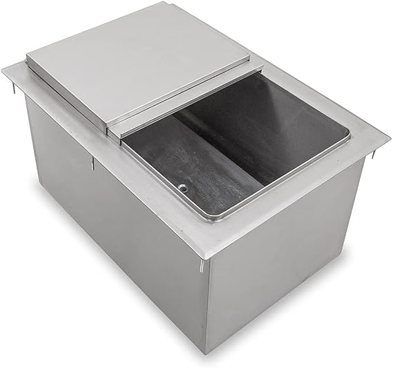 18 in. x 12 in. Stainless Steel Drop-In Ice Bin with Sliding Cover NSF | Drop In Ice Bin Chest