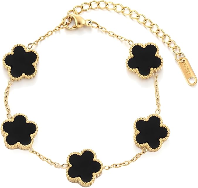 OSIRIDEH2 18K Gold Plated Clover Bracelets For Women, Four Leaf Clover Bracelet Lucky Birthday gift bracelet Jewelry Gifts Jewelry Gifts Trendy