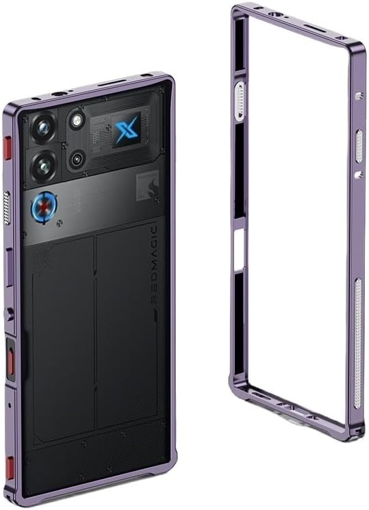Redmagic 10 Pro Bumper Aluminum Heat Dissipation Case for Red Magic 10 Pro+ Strap Hole Metal Frame Metal Side Cover Purple