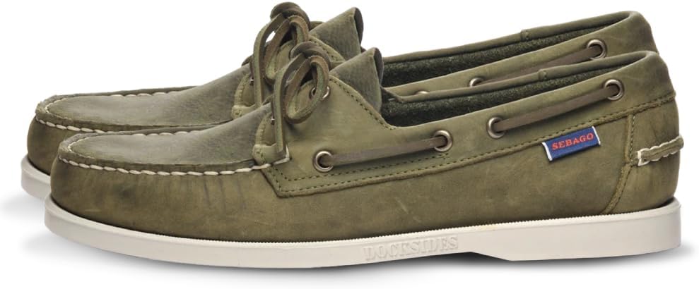 Sebago Men's Docksides Portland Nubuck Boat Shoes, Green Green Military 909, 10 UK