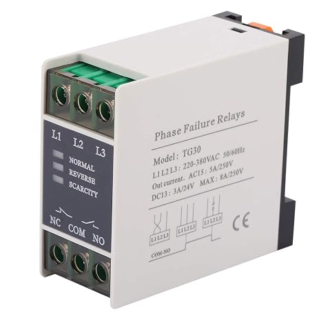 TG30 3 Phase Phase Sequence Relay Phase Failure Loss Power Supply Monitor Relay 3 Phase Sequence Protector for Motors Pumps 220 380VAC