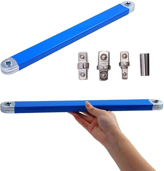 Impact Ready Offset Extension Wrench, Ight Reach Extension Wrench Set,with 1/2", 1/4" and 3/8" Square Adapters Drive Socket, Universal Impact Wrench Extender Tool for Tight Place
