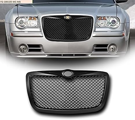 for 2004-2010 Chrysler 300 300C Touring Limited SRT-8 SRT8 -Matte Black MESH Front Hood Bumper Grill Grille Guard