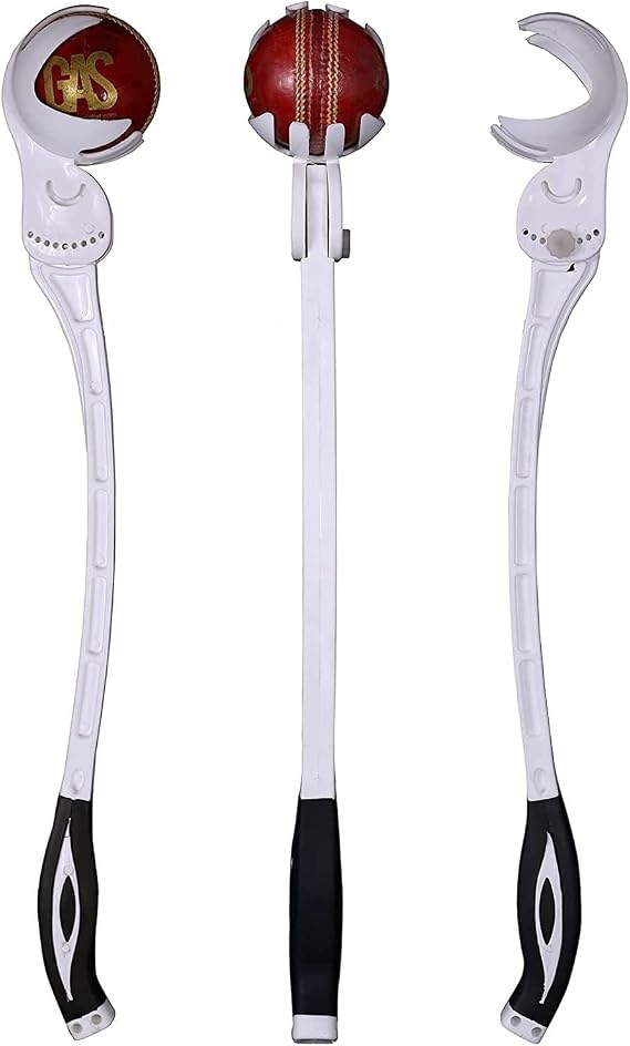 Crompack Side Arm Ball Thrower for Cricket Leather and Tennis Ball ! Adjustable Robo Side Arm with Advanced Finger-Cup Design for Batting Training/Practice (White)