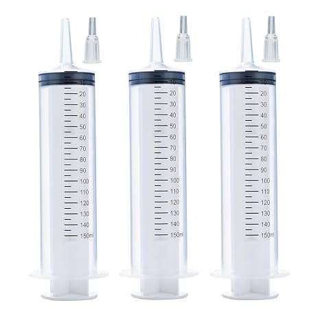 3 Pcs 150ml Large Syringes, Sterile and Individual Sealed, Easy to Use and Clean, Plastic Garden Syringe for Liquid, lip Gloss, Paint, Epoxy Resin, Oil, Watering Plants, Refilling