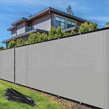 TANG 6' x 25' Privacy Fence Screen Gray Shade Cloth with Grommets, Chain Link Fence Panels Outdoor Mesh Fabric Fencing, Balcony Windscreen Cover,Temporary Garden Fencing for Yard Deck Pool