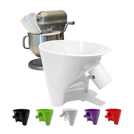 Flour Funnel for Kitchen Aid Mixer, Flower Funnel for Kitchen Aid Mixer for 4.5-5 Quart Tilt-Head Stand Mixe, Easy Pouring Design, for Egg Liquid and Both Flour, Prevents Spills White