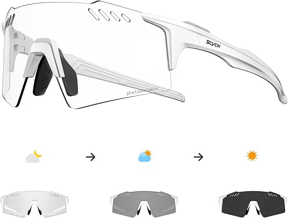 SCVCN Photochromic Cycling Glasses Clear Biking Glasses Women Men MTB S9A2