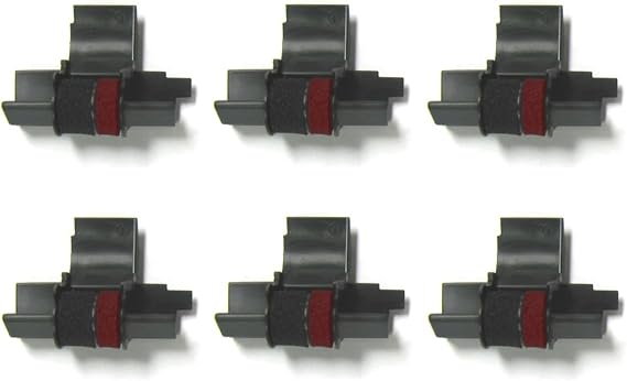 (6 Pack) COMPUMATIC Compatible/Replacement Calculator Ink Roller Black/Red IR-40T for Casio HR-100TM, HR-150TM, and More