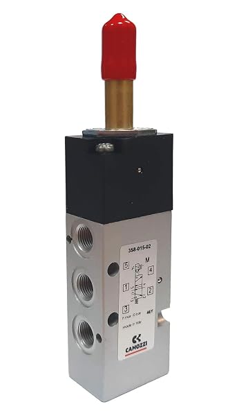 358-015-02 | CAMOZZI Solenoid Valve, 5/2 Way, G1/8, SOL Spring Return, ELECTROPNEUMATIC Actuation