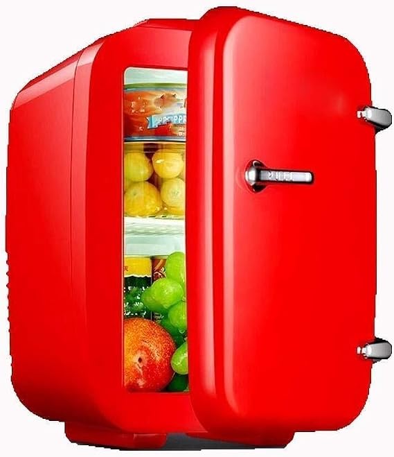 Portable AC/DC Cooler And Warmer Mini Fridge 4 Litre/6 Can Powered Thermoelectric System For Cars,Homes,Offices,Dorms (Color : Red)