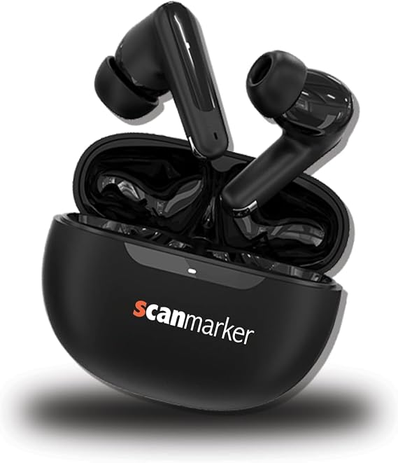 Scanmarker Bluetooth Wireless Earbuds with Microphone, 8 Hours Playtime, 32 Hours Total with Charging Case