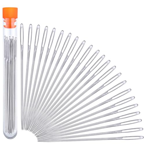 Hand Sewing Needles, 2.56-inch Large Eye Sewing Sharp Needles, Leather Needle Embroidery Thread Needle for Crafts, Repair Stitching with a Bottle23 PCS