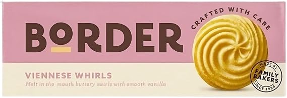 Border Biscuit Viennese Whirl - Made Irresistible Melt Buttery Swirls with Smooth Vanilla - Deliciously Crunchy Treat - Perfect Food Gift for Biscuit Lovers - Pack of 1 x 135g