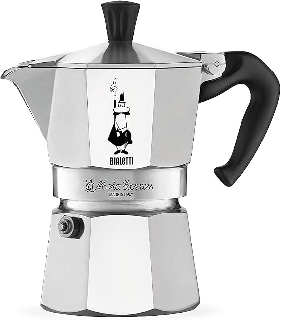 Bialetti Moka Express Espresso Coffee Pot, 1 Person, 50 ml Volume, Silver [Energy Class A]