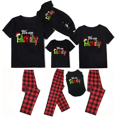 Christmas Pajamas for Family,Family Holiday PJS Matching Sets,Xmas Jammies for Couples, T-Shirt