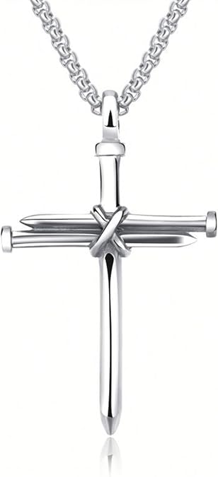 Man Women for Titanium Steel Nail for Cross Pendant Long Chain Clavicle Chain Retro Necklace Jewelry Gift - Durable and