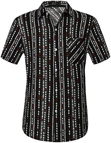 Hawaiian Shirt for Men, Striped Shirt, Beach Shirts for Men Summer Short Sleeve Button Down