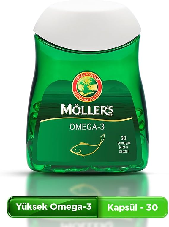 Möller's Omega 3 Kapsül 30 Adet; IFOS Onaylı, EPA 640 mg, DHA 480 mg, saf balık yağı. Günlük omega-3 takviyesi, trigliserid form