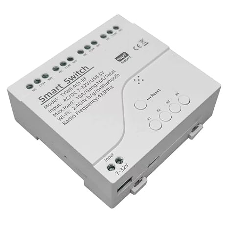 4 Channel Smart WiFi RF Bluetooth Wireless Dry Contact Relay Switch Module,Phone app Remote Control,Compatible with Alexa Google Home (Tuya 4CH 5V AC/DC7-32V)
