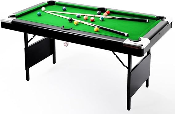 5.5,6,7 Ft Foldable Pool Table,Portable Folding Billiard Table for Kids and Adults, Indoor Pool Arcade Game Table with Cues,Balls,Triangle,Chalks for Family Game Rooms