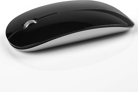 DC Wireless Mouse, 5 in 1 Bluetooth USB C Rechargeable Mouse for Laptops Disktops Tablets Compatible with Apple MacBook Pro/Air iPad iMac Sureface Chromebook Computer (Black Silver)
