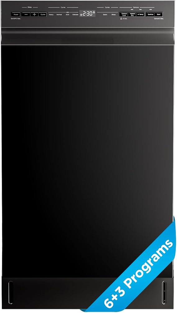 Midea 18 Inch Built-in Dishwasher, 8 Place Settings, Stainless Steel Tub | 6 Washing Cycles, Energy Star Certified with Heated Dry & High-Temp Wash, Slim Quiet for Apartments, and RVs, Black