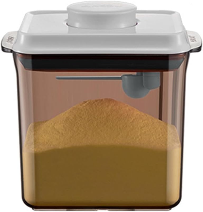 foke Milk Bottle, Powdered Milk Formula Dispenser, Airtight Container with Scraper Brown, 1.7L