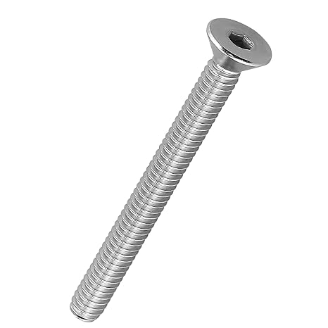 3/8-16 x 3 inch Flat Head Socket Cap Screws, Countersunk Head, Allen Hex Drive, 304 Stainless Steel 18-8, Full Machine Thread, Bright Finish, 10 pcs