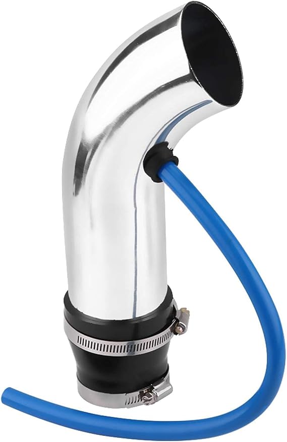Cold Air Intake Pipe Kit, 76mm/3in Universal Automotive Air Filter Induction Flow Hose Pipe Kit with Mounting Clamps Car ColdAir Intake Turbo Filter for Car, Auto, Truck (Silver)