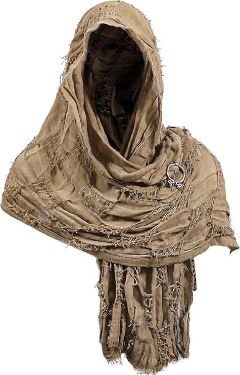 Dune Costume Post Apocalyptic Hooded Cloak Desert Scarf Shawl Cowl Half Cape Medieval Viking Outfit for Men Women