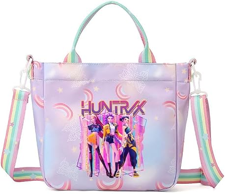 For Demon Hunters crossbody bag, For Korean idol,also a shoulder bag, features a cartoon pattern design. (Purple)
