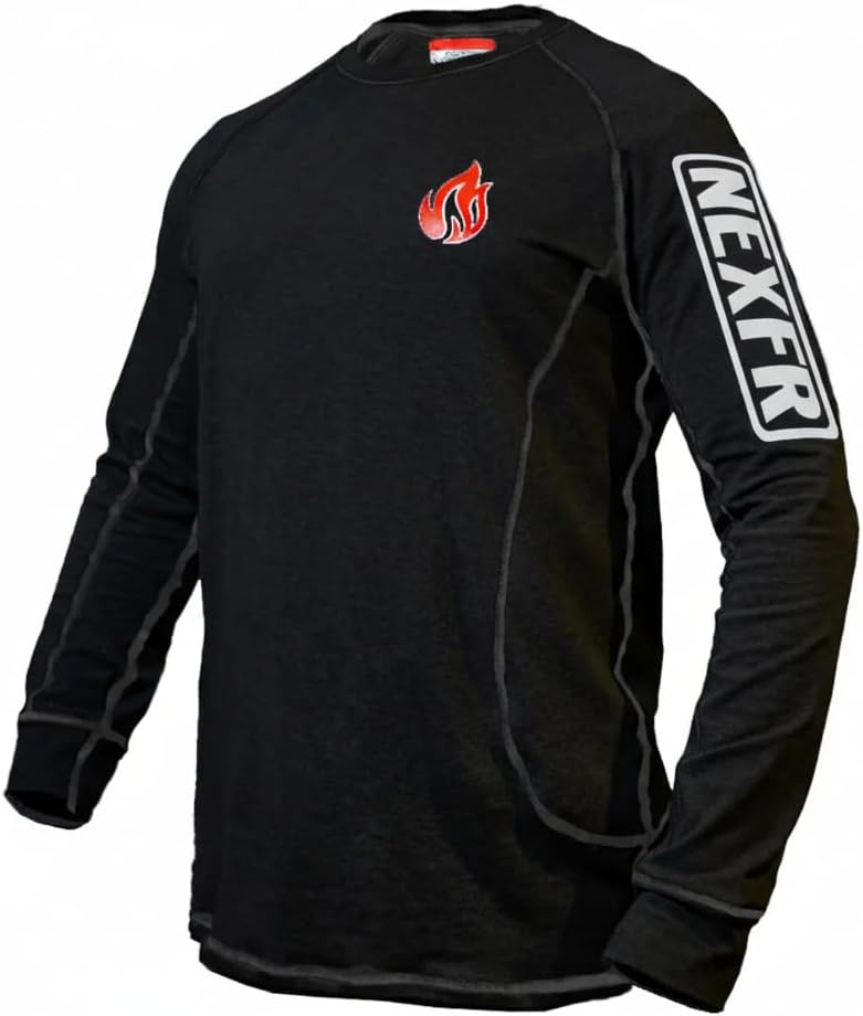 NEXFR FR Shirts for Men | Double Stitched Long Sleeve Crew Shirt | NFPA2112 Light Weight Fire Retardant Welding Shirt