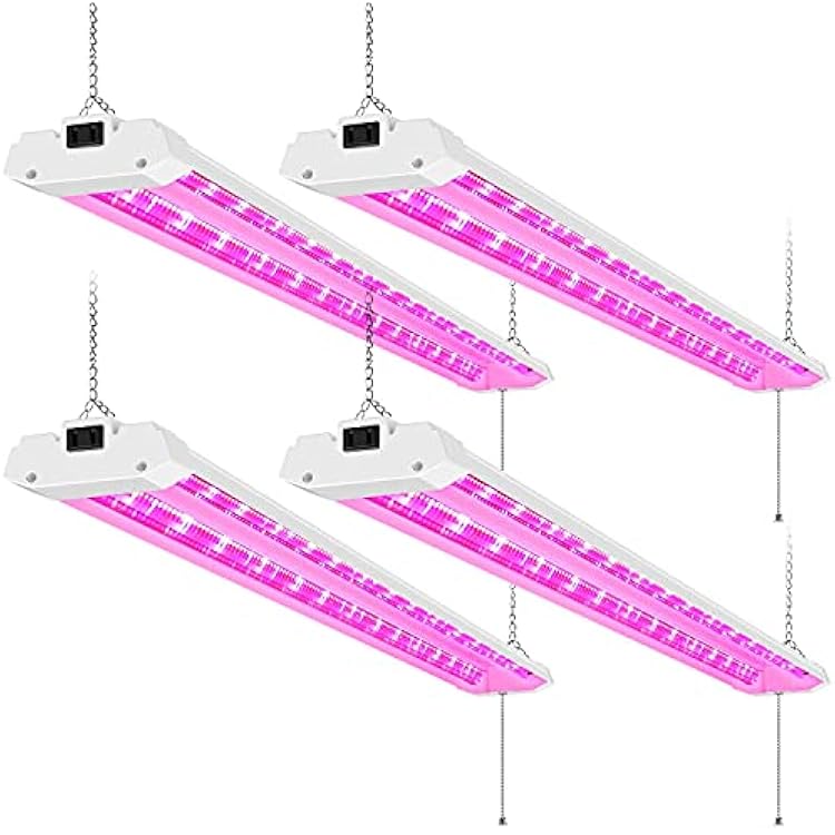 AntLux 4FT LED Grow Lights 50W Full Spectrum Integrated 4 Foot Growing Lamp Fixtures for Greenhouse Hydroponic Indoor Plant Seedling Veg and Flower, Plug in, onOff Pull Chain Included, 4 Pack