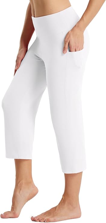 baleaf Women's Capri Pants with Pockets, High Waist Cropped Pants