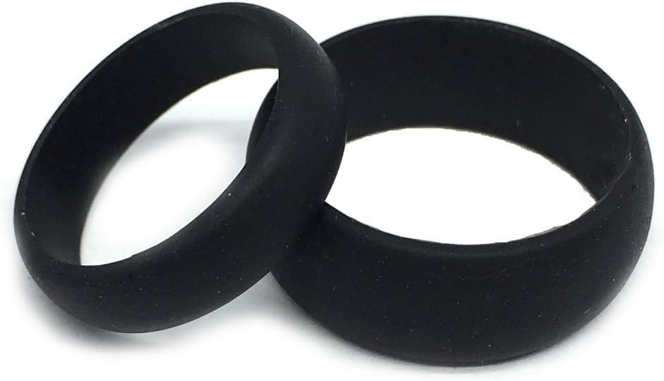 Wedding Rings for Him and Her - 8MM/6MM Black Flexible Silicon Rubber - Couple Rings Set - Wedding Bands for Couples - Wedding Band Sets for Couples