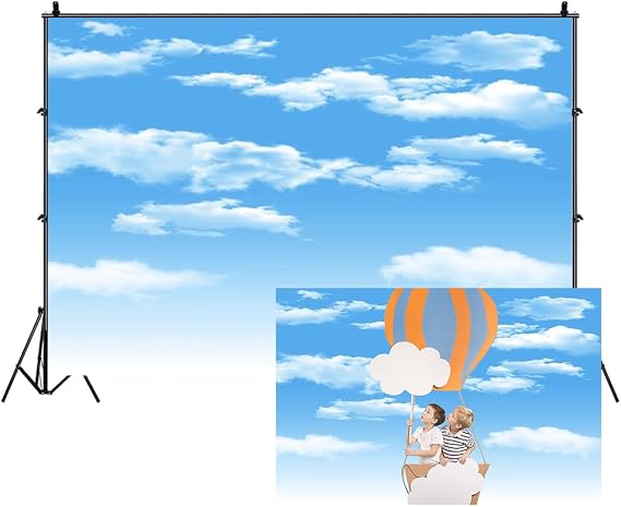 AOFOTO 5x3ft Blue Sky White Cloud Backdrops Sunny Sky Photo Shoot Background for Photography Kids Newborn Baby Shower 1st Birthday Party Decorations Banner Artistic Portrait Photo Video Studio Props