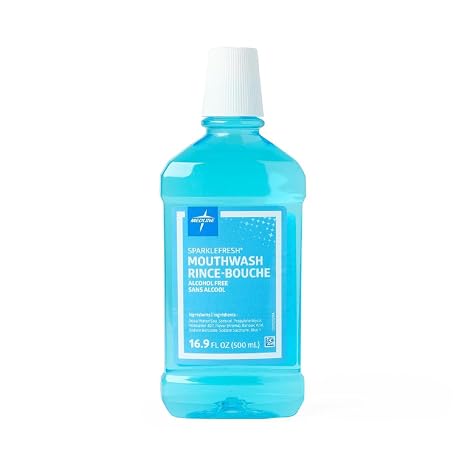 Medline CTR000410 Sparkle Fresh Alcohol-Free Mouthwash, Sensitive on Gums, Fresh Mint, 16.9 oz (Packaging May Vary)