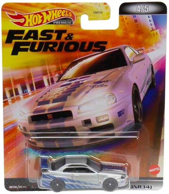 Hot Wheels Retro Entertainment Collection,Nissan Skyline R34, TV, Video Games, Iconic Replicas for Play or Display, Gift for Collectors