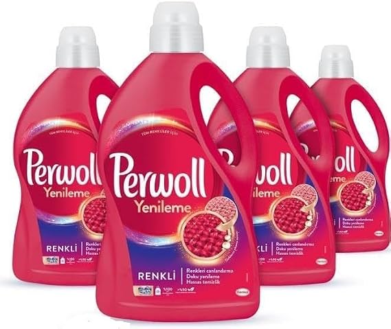 Perwoll Hassas Bakım Sıvı Çamaşır Deterjanı 4 x 3L (200 Yıkama) Renkli Yenileme