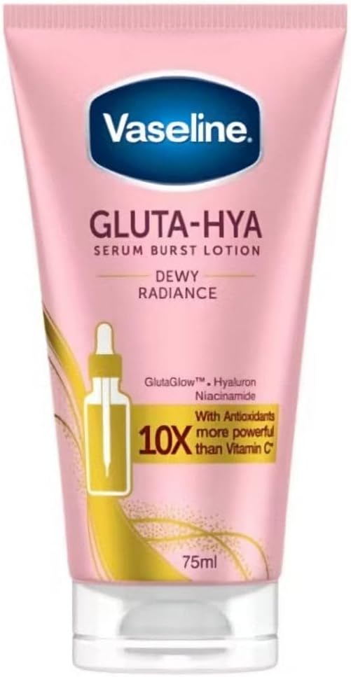 Vaseline Gluta-Hya Serum Burst Lotion 75ml – Dewy Radiance | Lightweight Hydrating Body Lotion with Brightening Effect