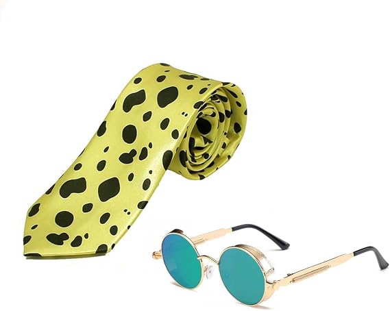 Ealipoi Nanami Tie Anime Jjk Kento Nanami Glasses Cosplay Yellow Green Accessories 2PCS