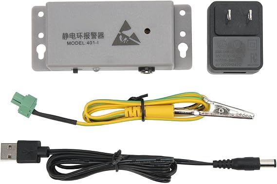 ESD Wrist Strap Monitor, Sensitive Real Time Grounding Alarm Monitor for Electronics Workbench Plastic Stainless Steel US Plug 100 to 240V 1 Set
