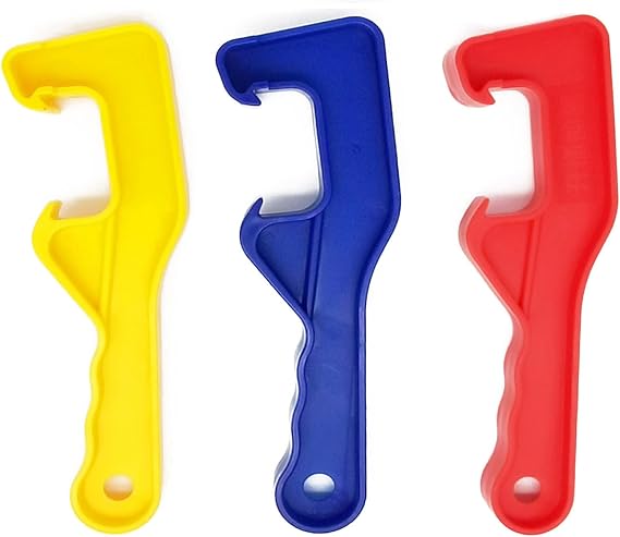 3PCS Plastic Bucket 5 Gallon Paint Can Lid Opener,3-Color | Bucket Lid Lifter Remover Wrench Tool, for Home Office Lid Opening Industrial Use-Red Yellow Blue