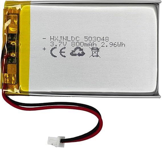 DC 3.7V 800mAh 503048 Rechargeable Lithium Polymer Battery for DIY 3.7-5V Electronic Products with Built-in 2-Wire Battery Replacement