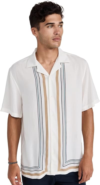 Club Monaco Men's Ss CC Border Print